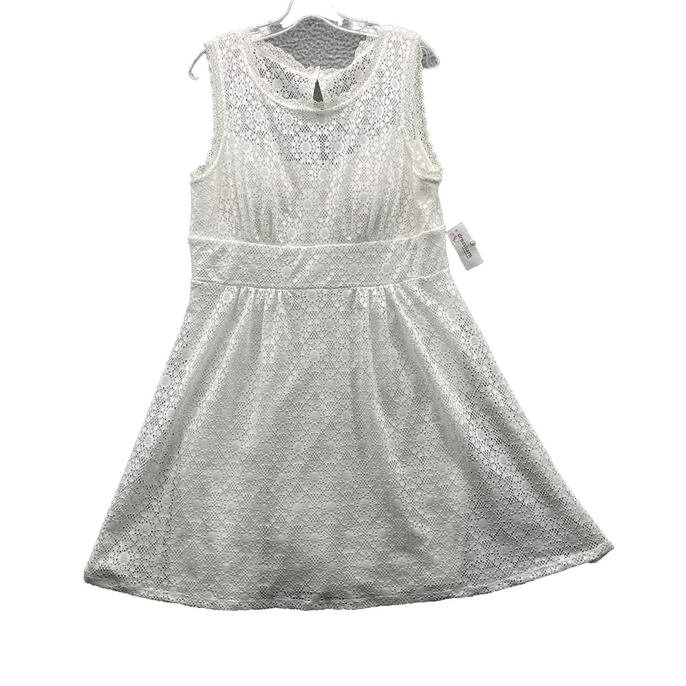 Dress Barn Lace Dress Women's 14 White Cottage Core Boho Garden Feminine‎ Preppy